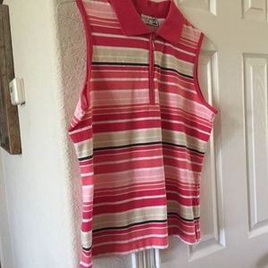 Coral Bay Golf Pink Sleeveless Collared Top L